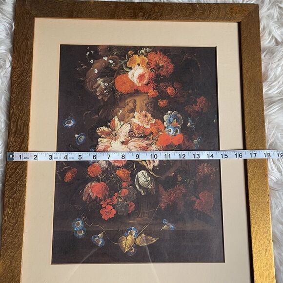 Vintage Matted and Framed Floral Print by Jan Bruehel named “Flowers in a Vase.” - Picture 8 of 16
